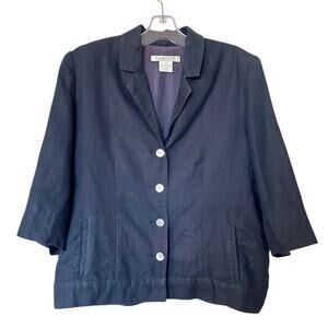 Uniform John Paul Richard Navy Blue 100% Linen Blazer Jacket Size 14